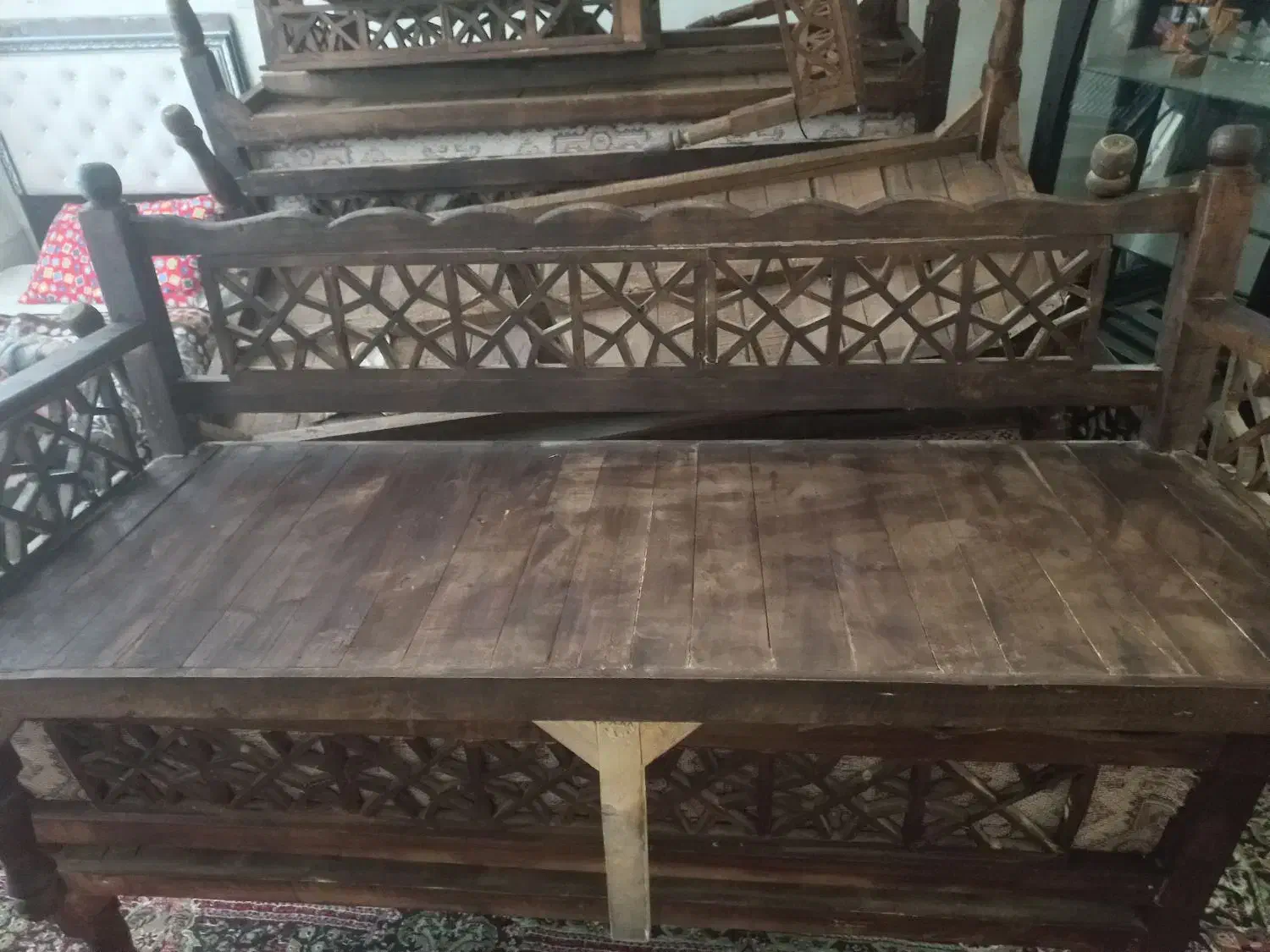 میزنیمکت چوبی قهوه خانه|صندلی و نیمکت|تبریز, |دیوار