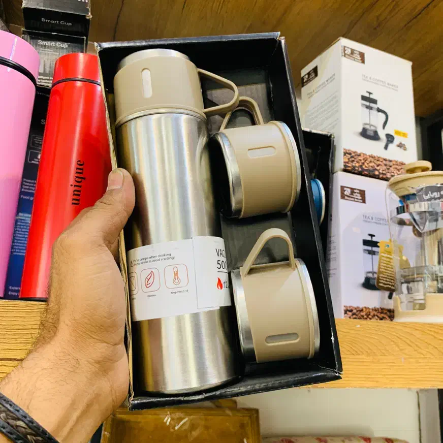 تراول ماگ استیل به همراه سه فنجان فقط ۳۴۹|قوری، کتری، قهوه‌ساز دستی|رفسنجان, |دیوار