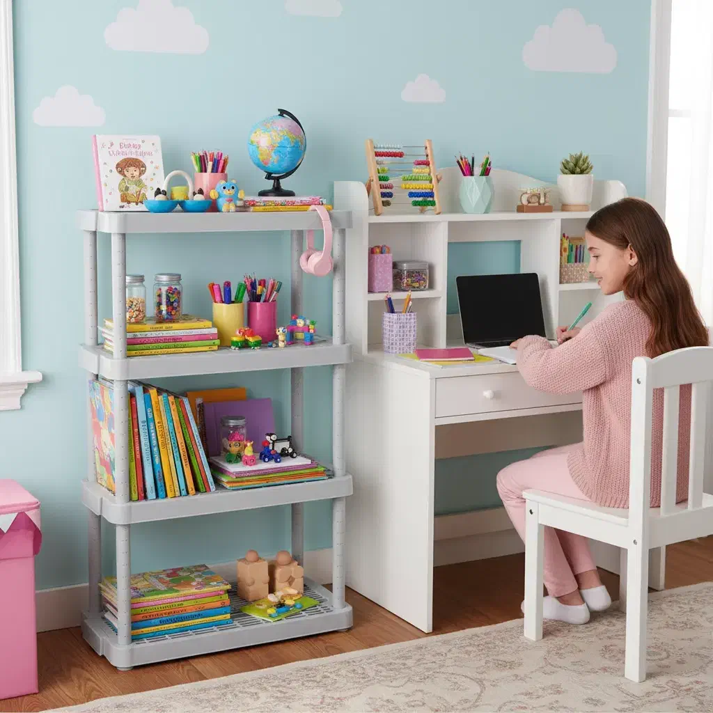 قفسه ۴ طبقه پلاستیکی مقاوم چند منظوره کاربردی|کتابخانه، شلف، قفسه‌های دیواری|تهران, جوادیه تهرانپارس|دیوار