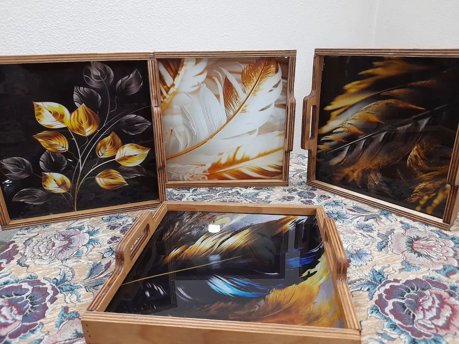 سینی چوبی کف شیشه ای طرح دار|حراج|اصفهان, الهیه|دیوار