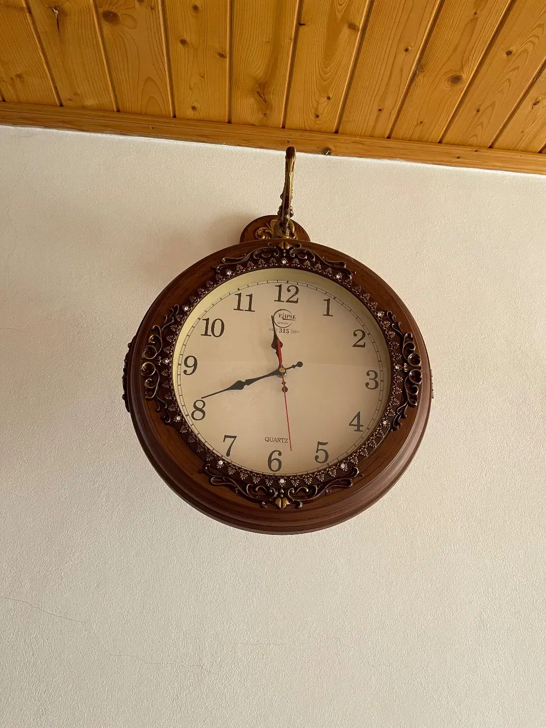 ساعت دیواری دوطرفه طرح چوب|ساعت دیواری و تزئینی|چمستان, |دیوار