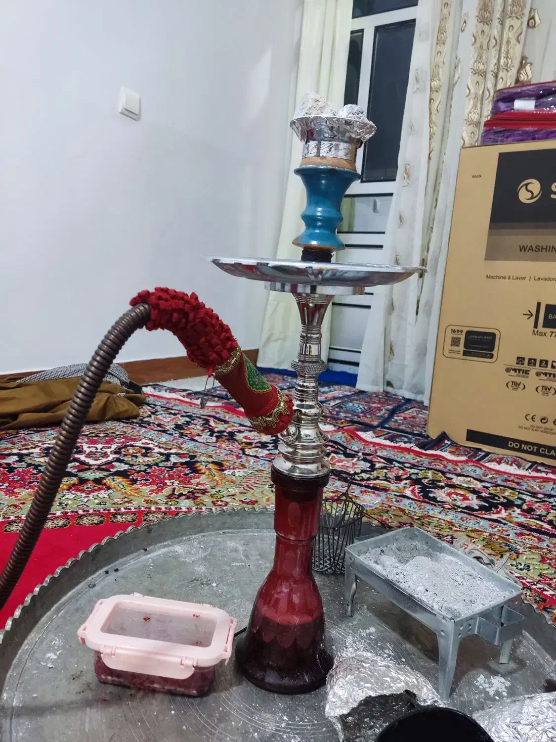 قلیان برنج نادر اصل حاج اوغلی|کلکسیون اشیاء عتیقه|گیان, |دیوار