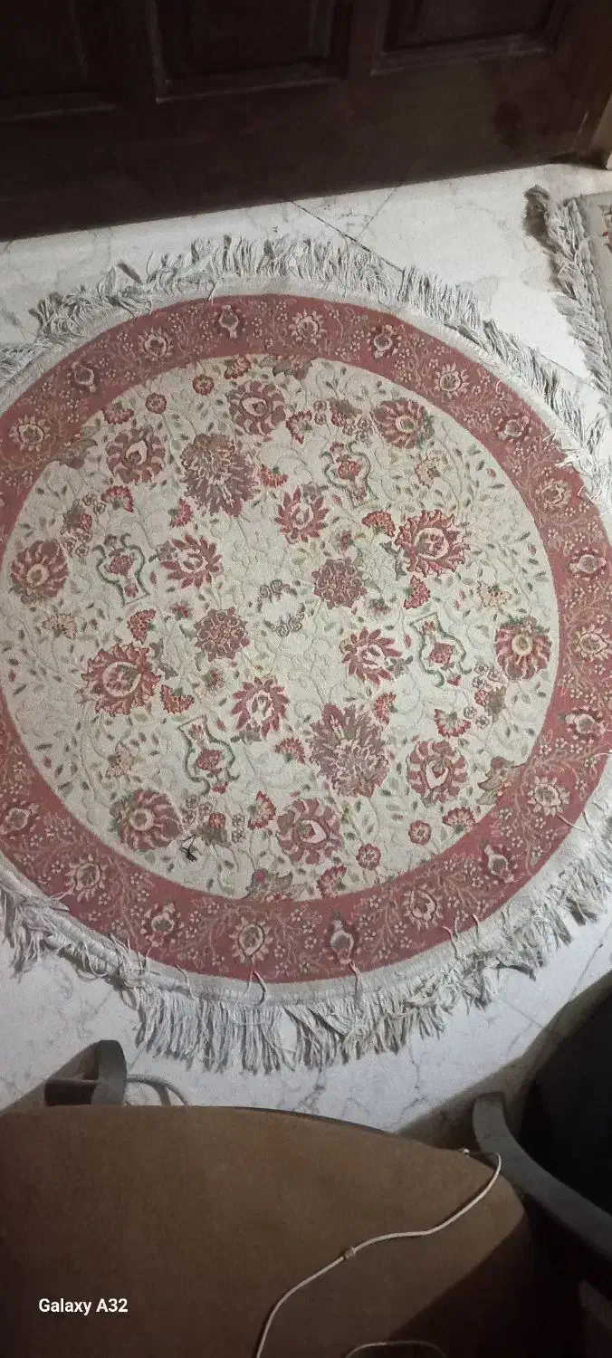 فرش گرد ماشینی ابریشمی اصل کاشان درحدنو|فرش|تهران, ستارخان|دیوار
