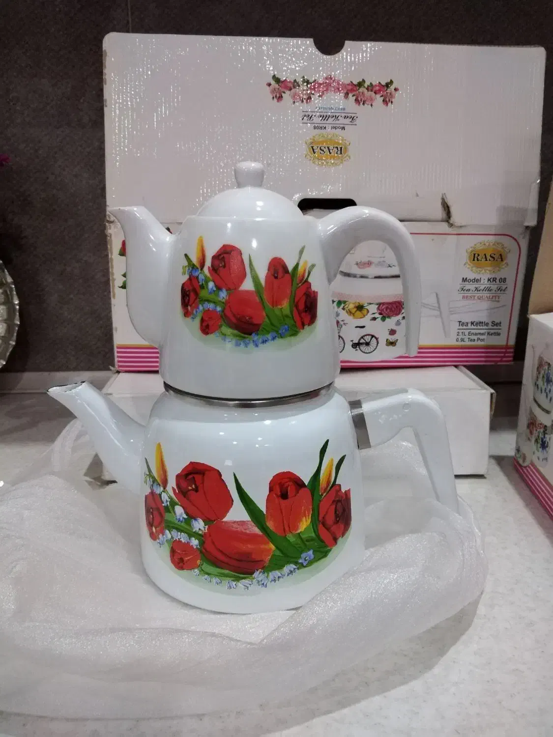 کتری و قوری لعابی مارک راسا|قوری، کتری، قهوه‌ساز دستی|یزد, |دیوار