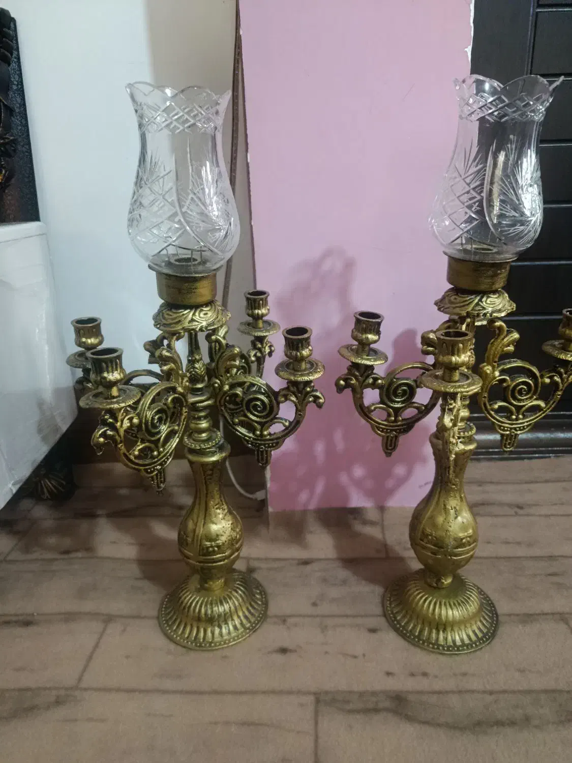 آیینه و دو عدد شمع دانی|آینه|خوی, |دیوار