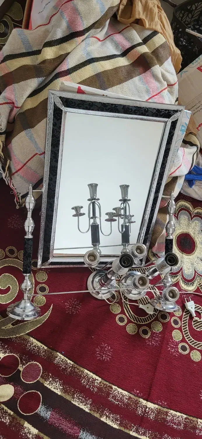 آینه و شمعدان دورمخمل|صنایع دستی و سایر لوازم تزئینی|رشت, کوی مهر|دیوار