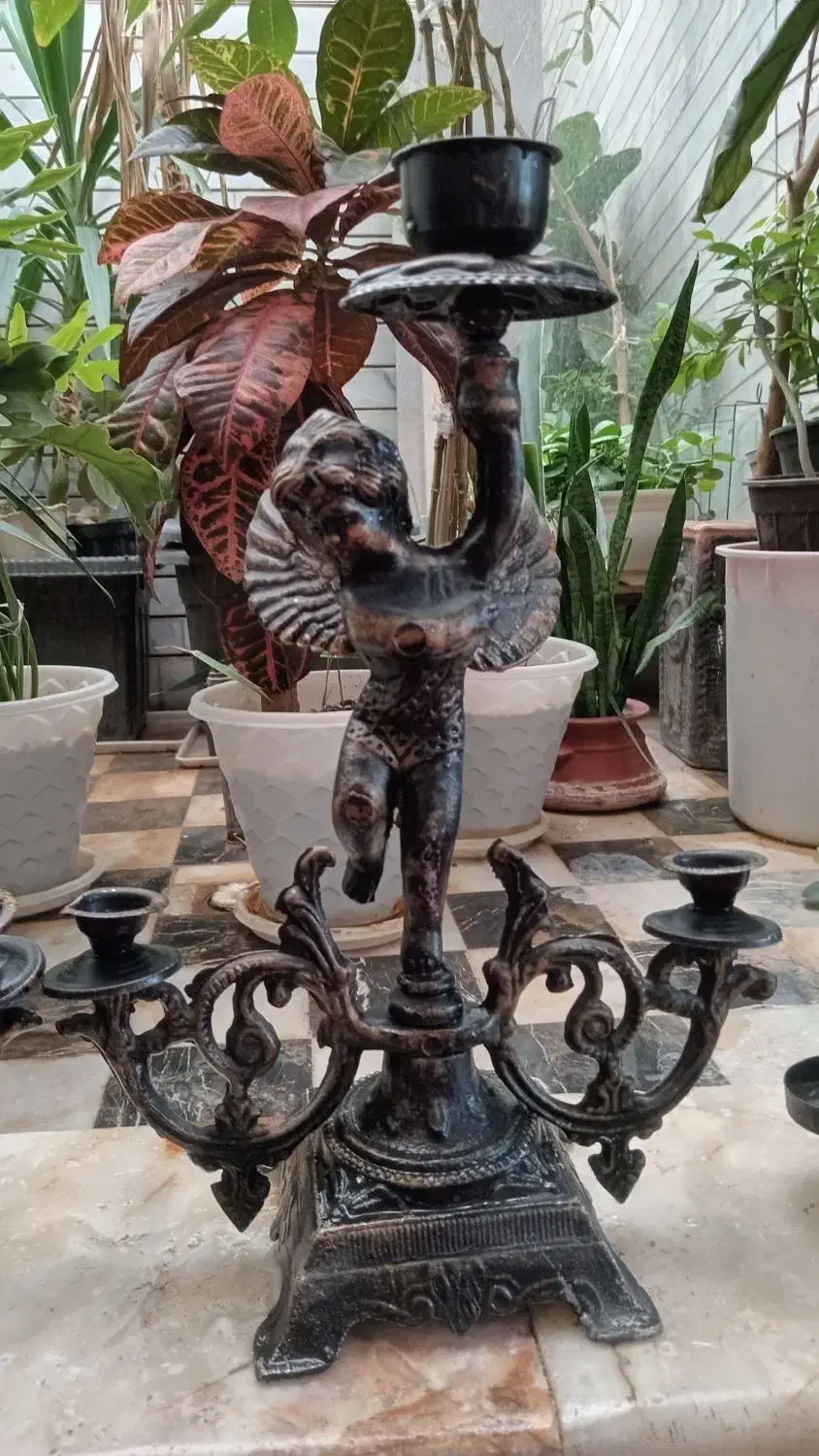 یک جفت شمعدان فلزی|مجسمه، تندیس، ماکت|خمینیشهر, |دیوار