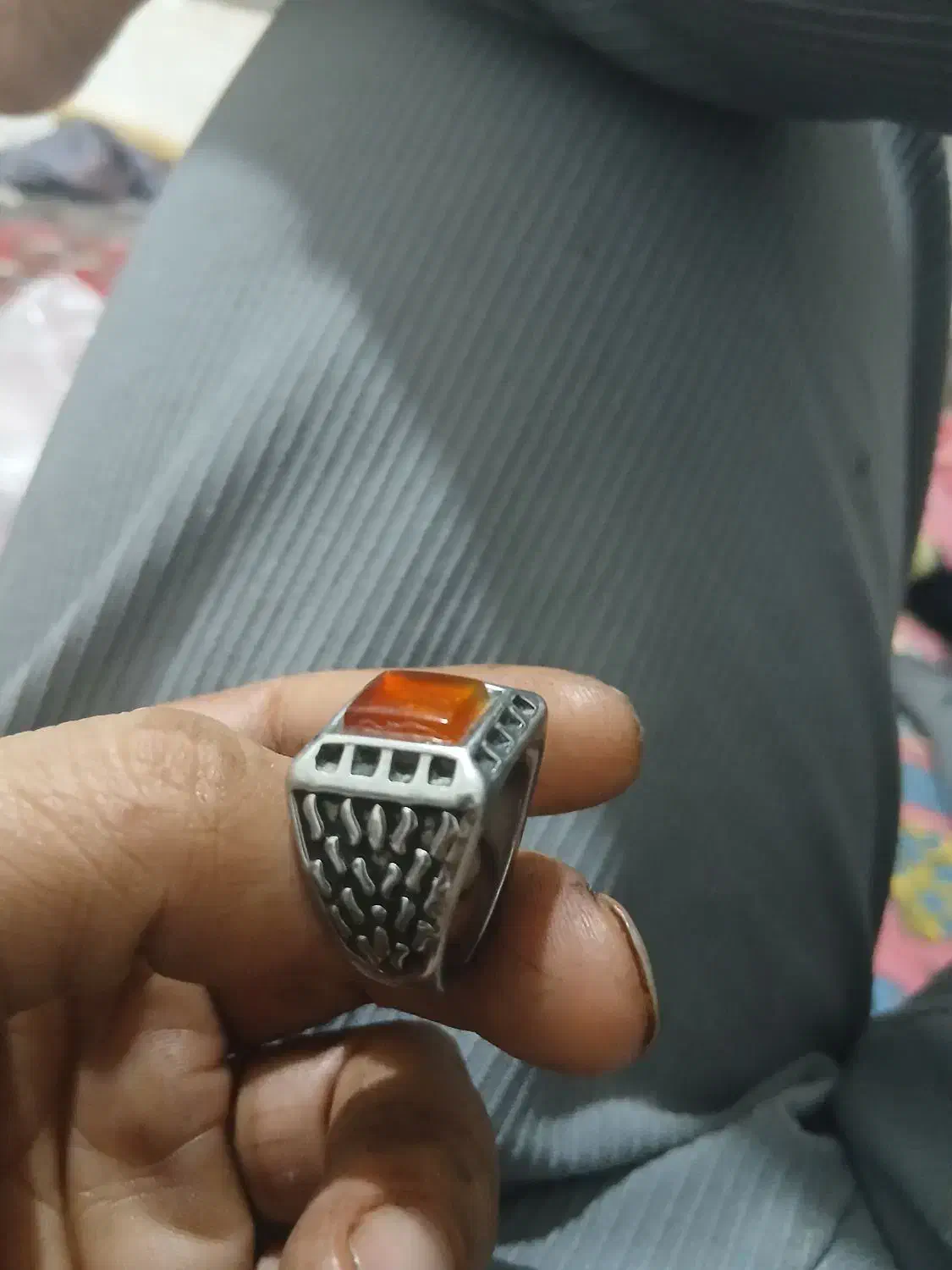 انگشتر نقره رکاب سنگین عقیق یمن|جواهرات|گنبد کاووس, |دیوار