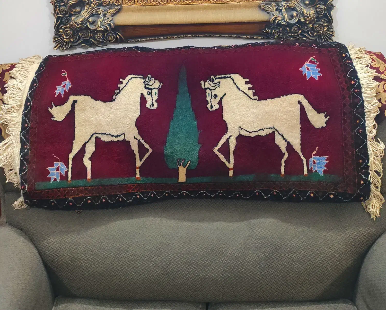 ی جفت قالیچه دستباف عتیقه قدیمی|فرش|مشهد, سید رضی|دیوار