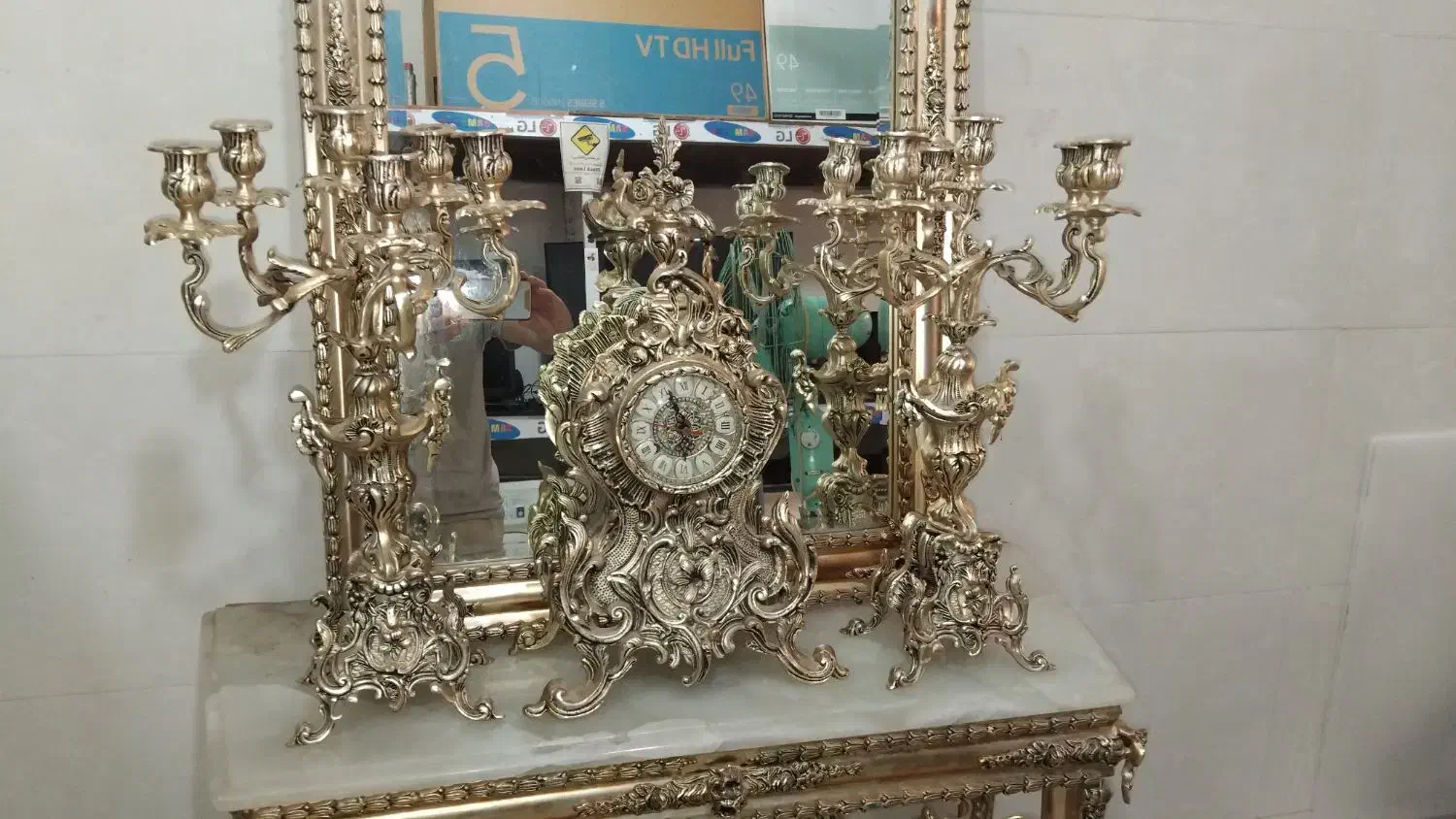 آیینهشمعدانایتالیاییآنتیک ابکاری|کلکسیون اشیاء عتیقه|رباطکریم, الارد|دیوار