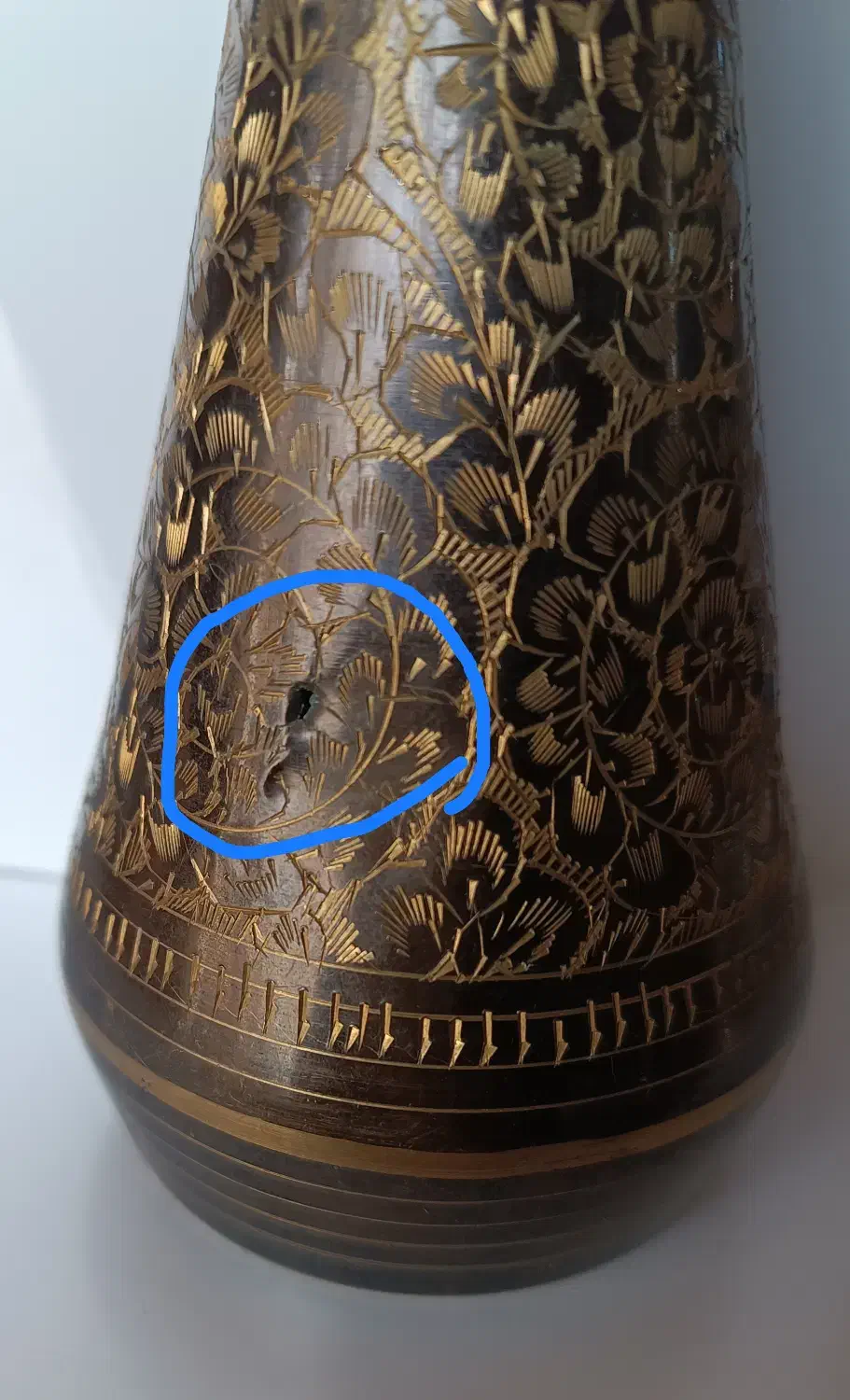 گلدان برنجی دست ساز|کلکسیون اشیاء عتیقه|نوشهر, |دیوار