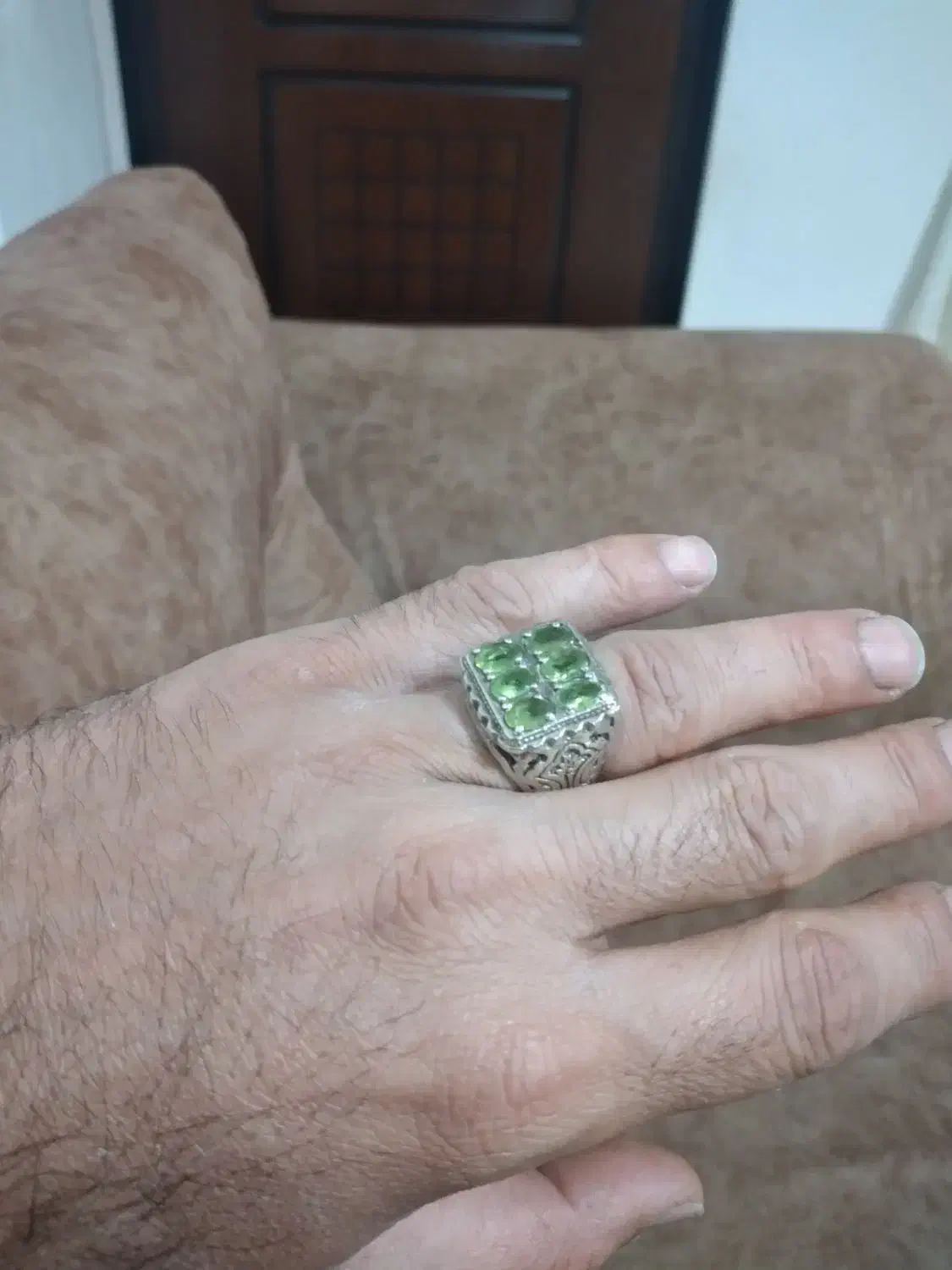 انگشتر نقره کار دست .سنگ زمرد معدنی .|جواهرات|لنگرود, |دیوار