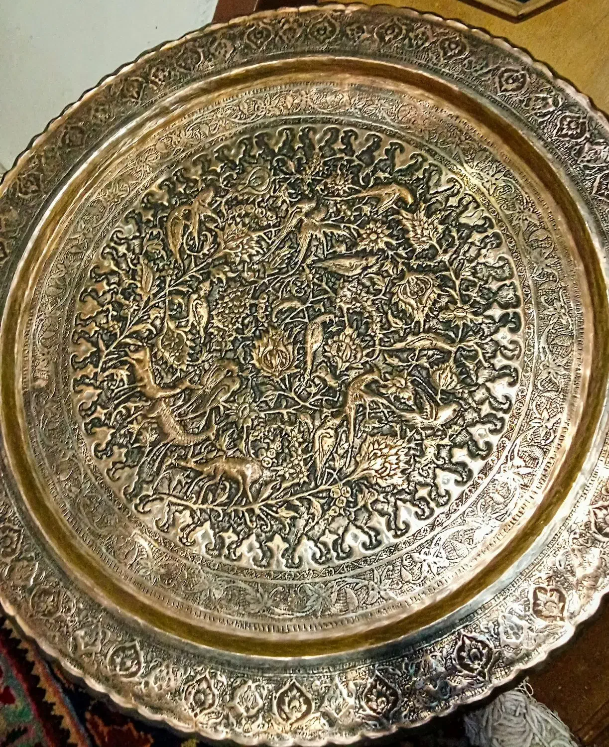 سه سینی مس غرق قلم پهلوی چوبسیگارقلم رخ واقعی|کلکسیون اشیاء عتیقه|زنجان, |دیوار