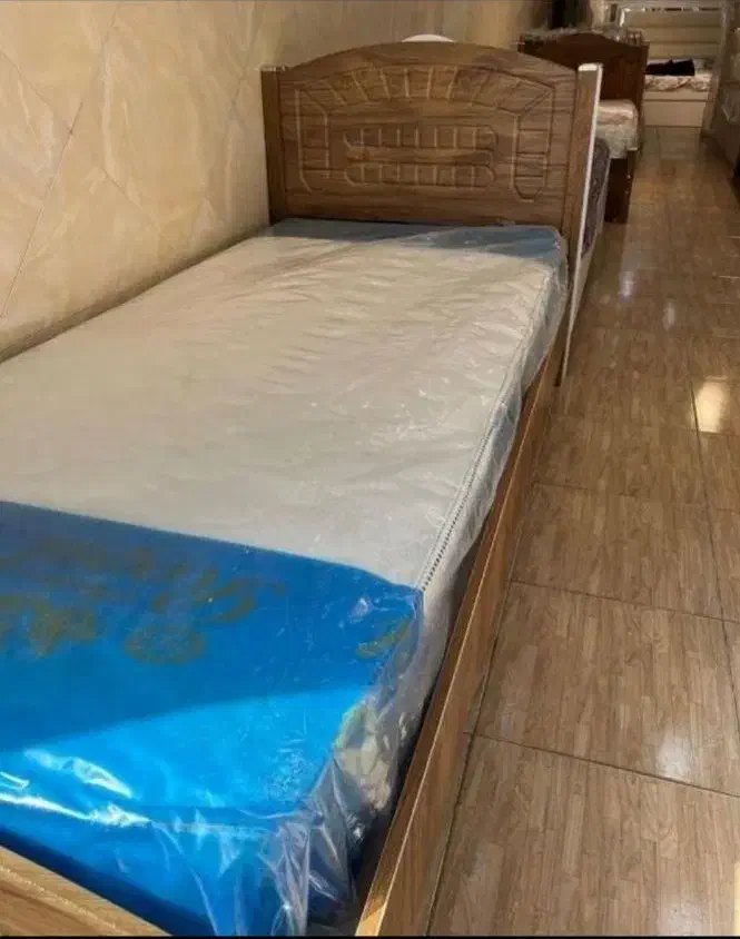 انواع تخت یکنفره ام دی اف نو تشک(صنایع چوبی ماهان)|تخت و سرویس خواب|سمنان, |دیوار