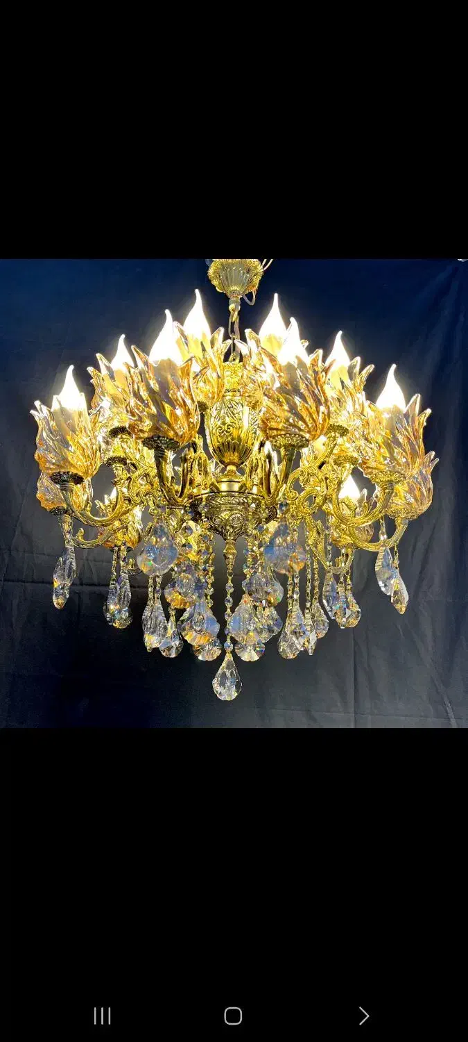 لوسترنگین لوستربرنجی.۸+۱۲روشنایی KF light.6655برنج|لوستر و چراغ آویز|تهران, نعمت‌آباد|دیوار