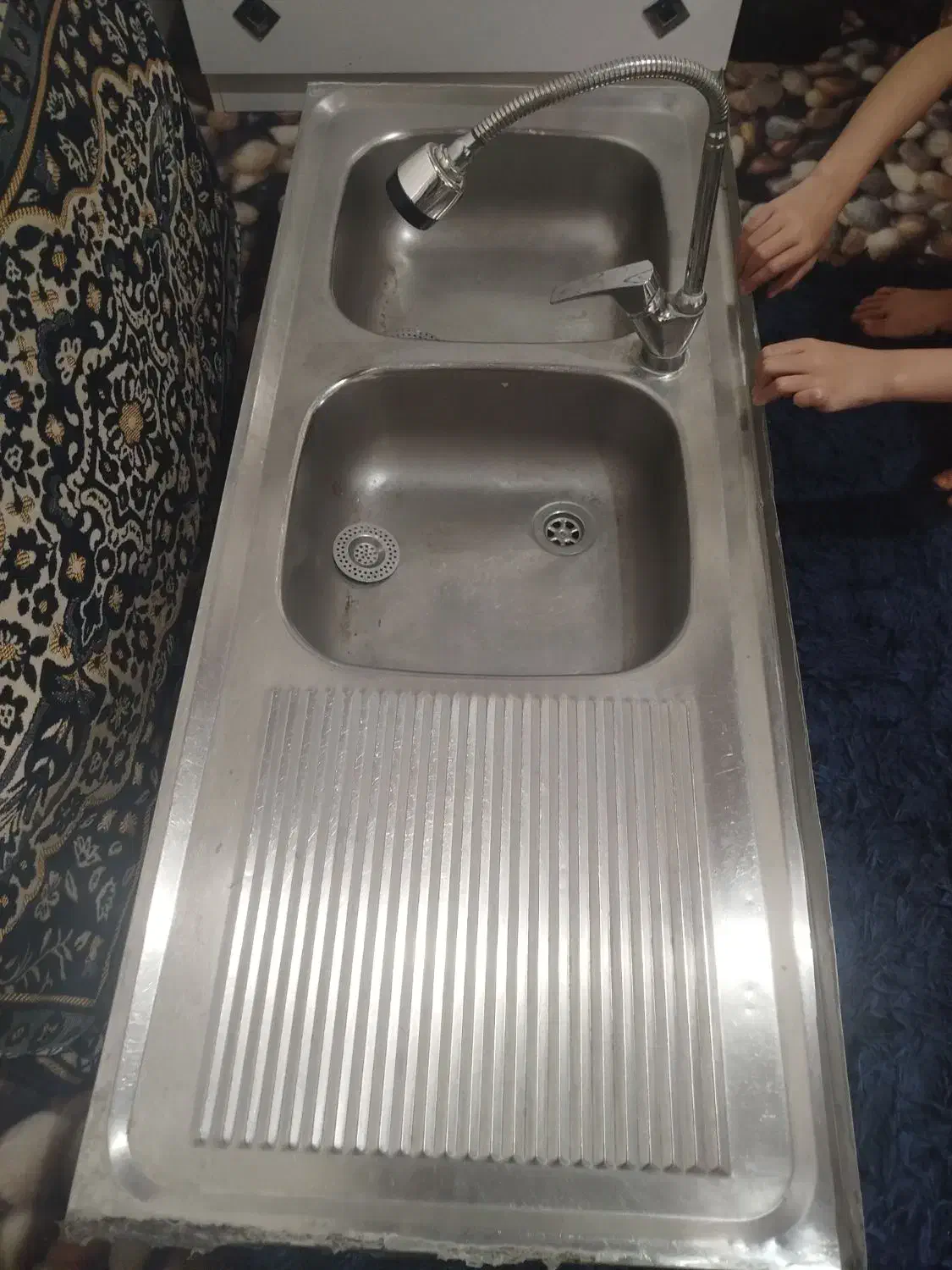 سینک دو لگنه|آب‌چکان و نظم‌دهنده ظروف|رودسر, |دیوار