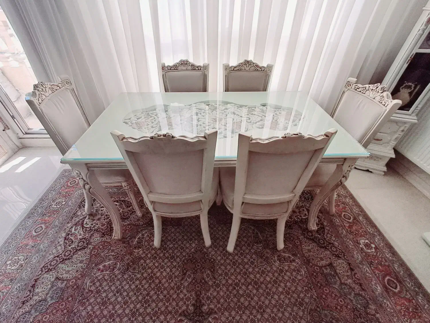 میز نهارخوری۶ نفره چوبی منبت کاری|میز و صندلی غذاخوری|مشهد, الهیه|دیوار