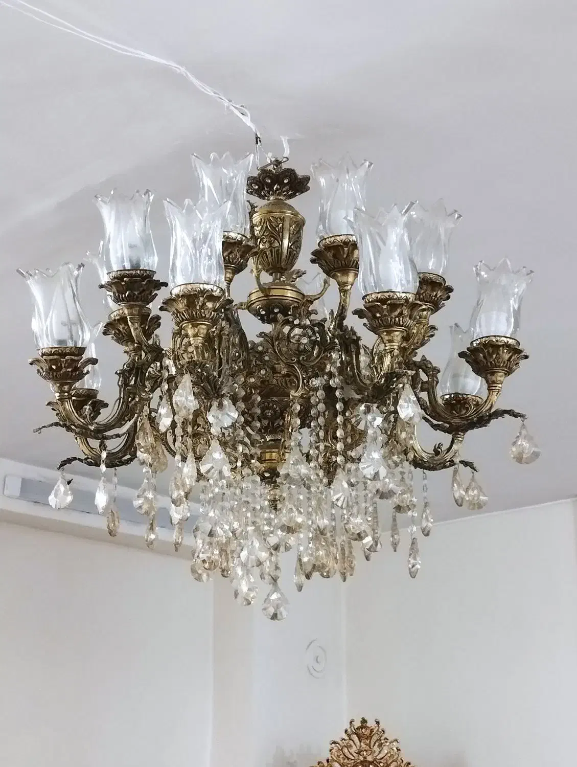 لوستر برنجی|لوستر و چراغ آویز|تهران, مینابی|دیوار