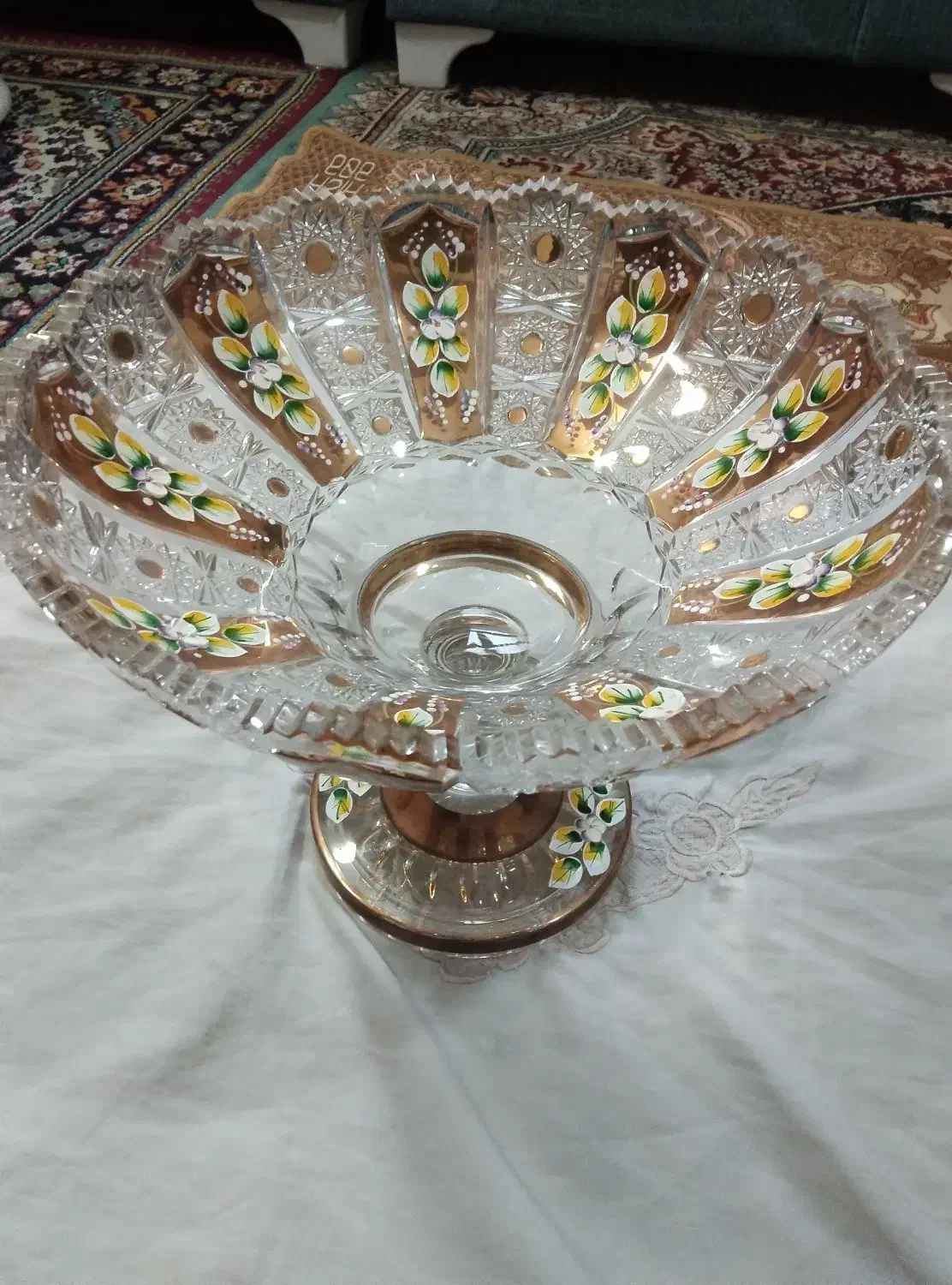 ظرف میوه خوری چک بوهمیا طلاکوب|ظروف سرو و پذیرایی|ری, دولت‌آباد|دیوار