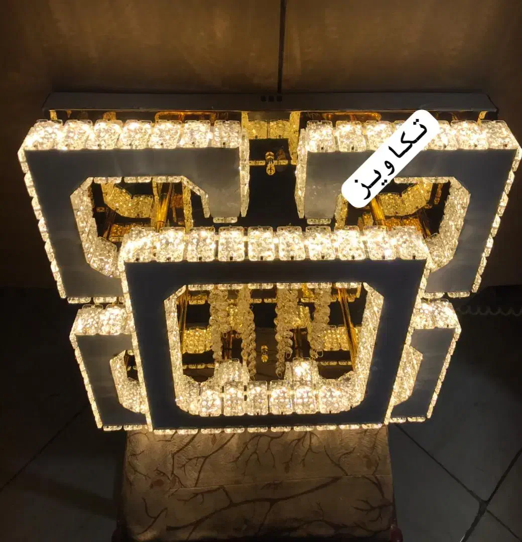 لوستر کریستالی سه حلقه سه حالته و ریموت دار|لوستر و چراغ آویز|ابهر, |دیوار