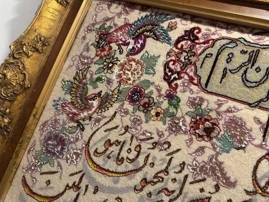 تابلو فرش دستبافت گل ابریشم تبریز|تابلو فرش|نوشهر, |دیوار