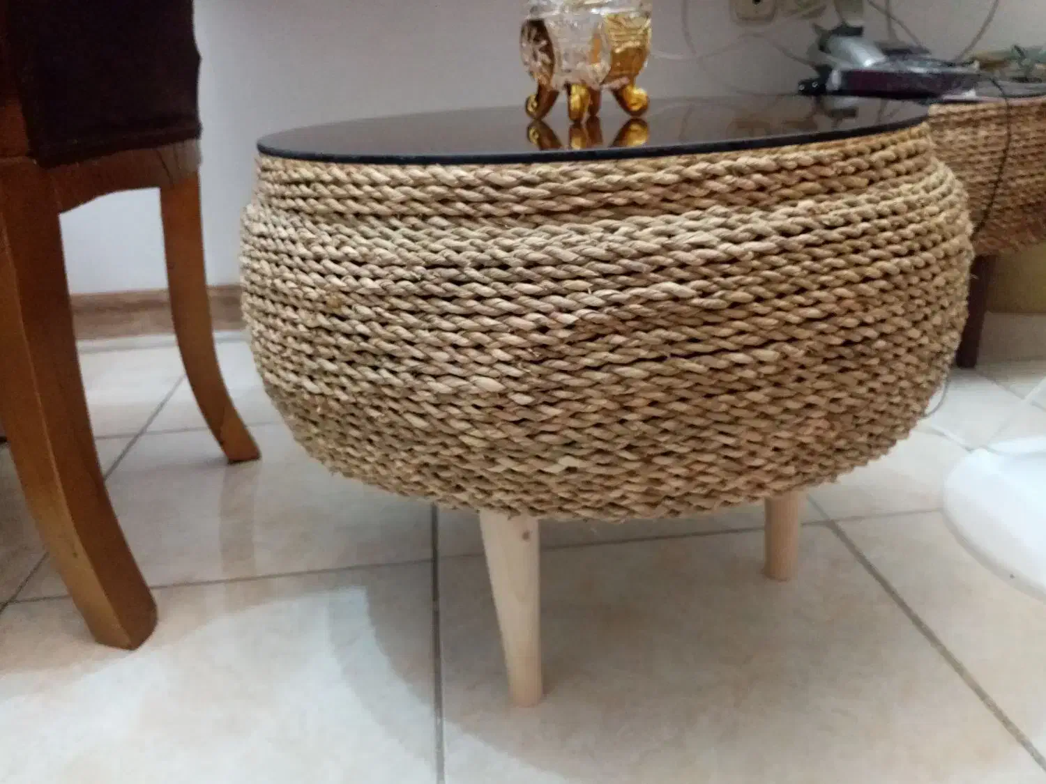 پاف حصیری چند منظوره مکرومه|صنایع دستی و سایر لوازم تزئینی|رشت, استقامت ۱|دیوار