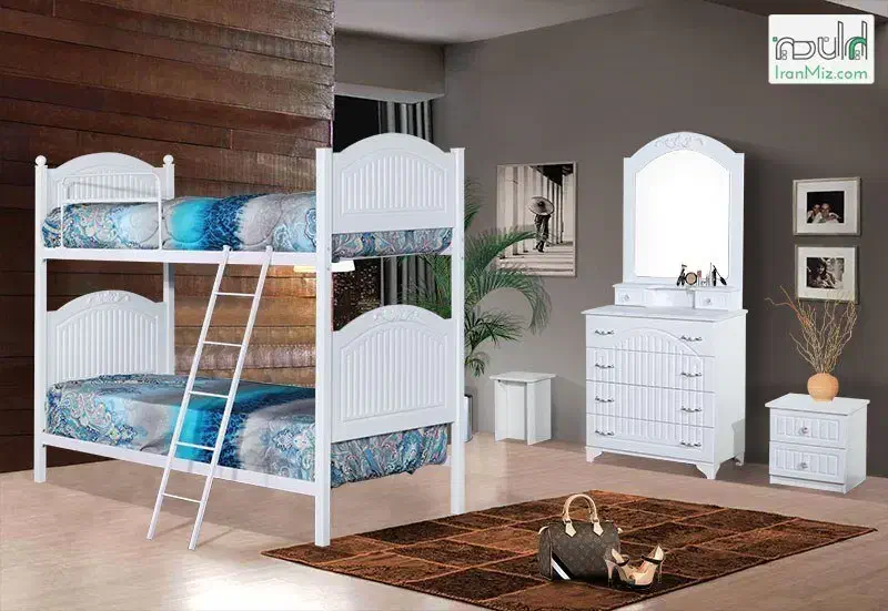 تخت دوطبقه فلزی چوبی|تخت و سرویس خواب|تبریز, |دیوار