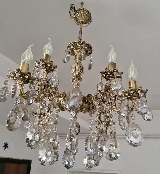 لوستر برنجی ۸ شعله|لوستر و چراغ آویز|قزوین, |دیوار