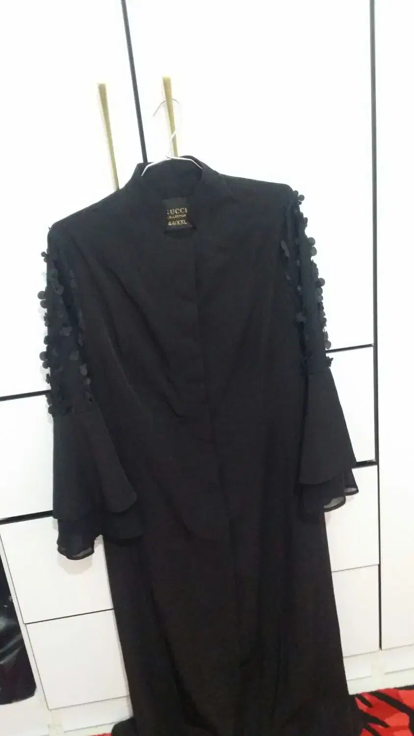 مانتو  مشکی حریر گل گلی جنس مازراتی سایز 46 تا 48|لباس|شاهدشهر, |دیوار