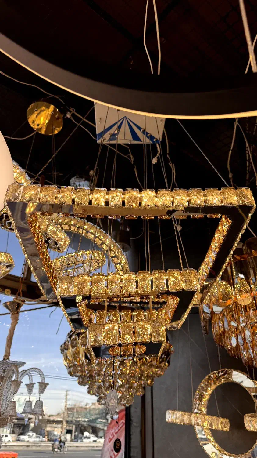 لوستر مربع کد ۵۰-۳۰-۱۵|لوستر و چراغ آویز|آفتاب, |دیوار