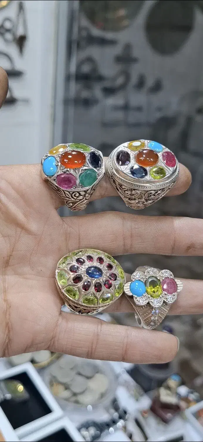 انواع انگشتر نقره جواهری وعقیق مردانه|جواهرات|بیرجند, |دیوار