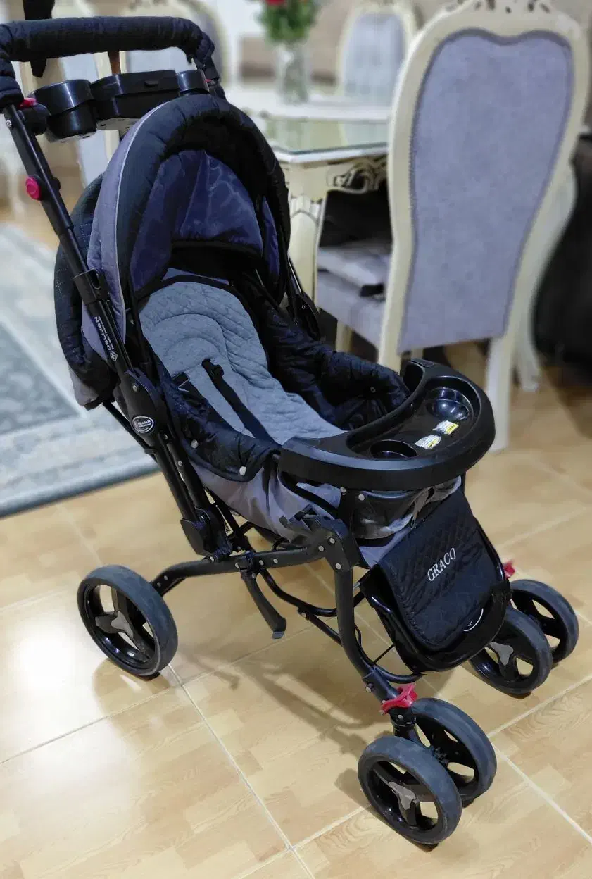 کالسکه و کریر ست مشکی طوسی|اسباب و اثاث بچه|رشت, یخسازی|دیوار