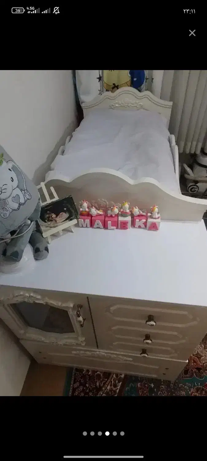 تخت کودک نوجوان گهواره دار نونو استفاده نشده|تخت و سرویس خواب|مشهد, حضرت حجت|دیوار