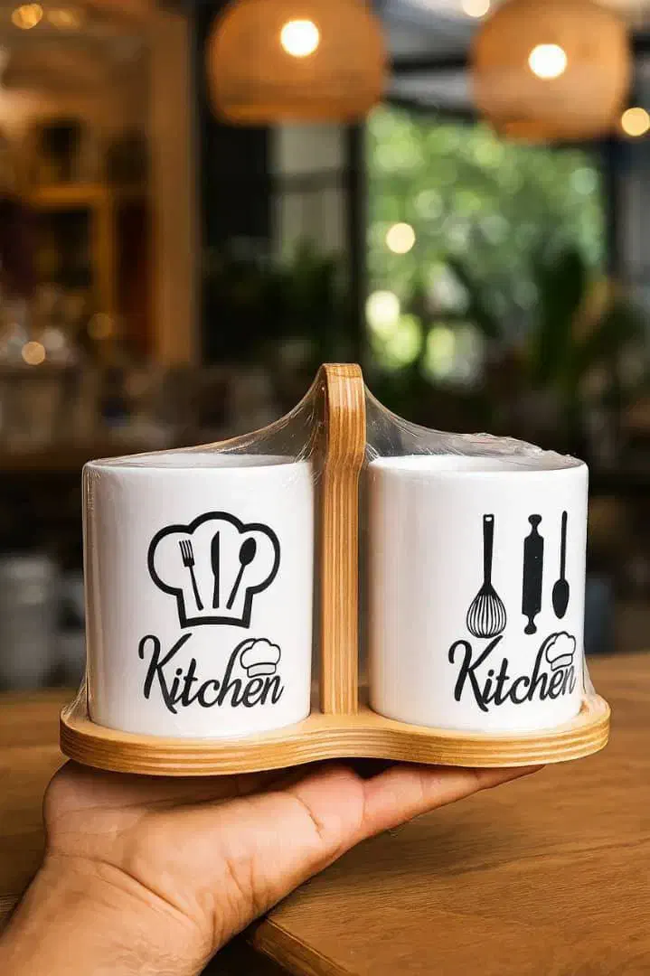 جاقاشقی دوقلو سرامیکی با پایه چوبی|آب‌چکان و نظم‌دهنده ظروف|سیرجان, |دیوار