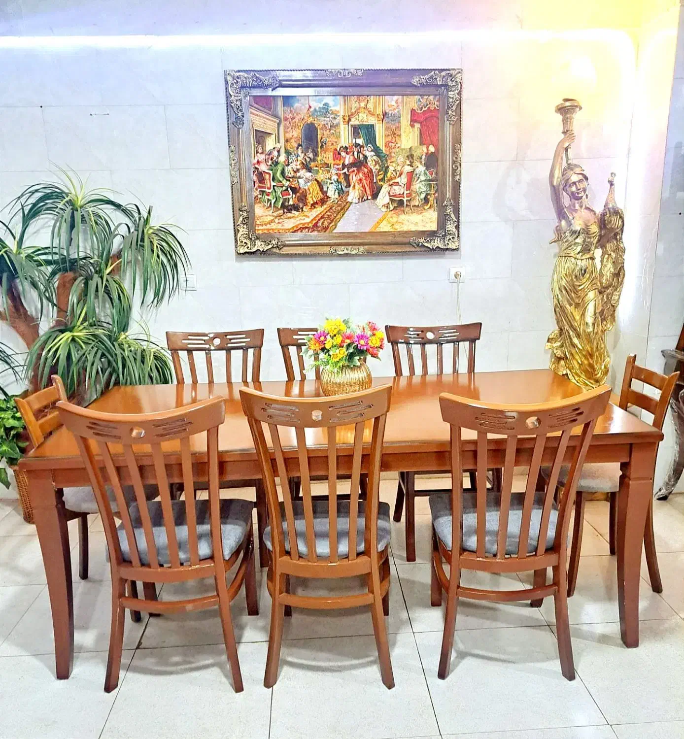 غذاخوری 8 نفره تمام چوب لهستانی زیر قیمت فروشگاهی|میز و صندلی غذاخوری|تبریز, |دیوار