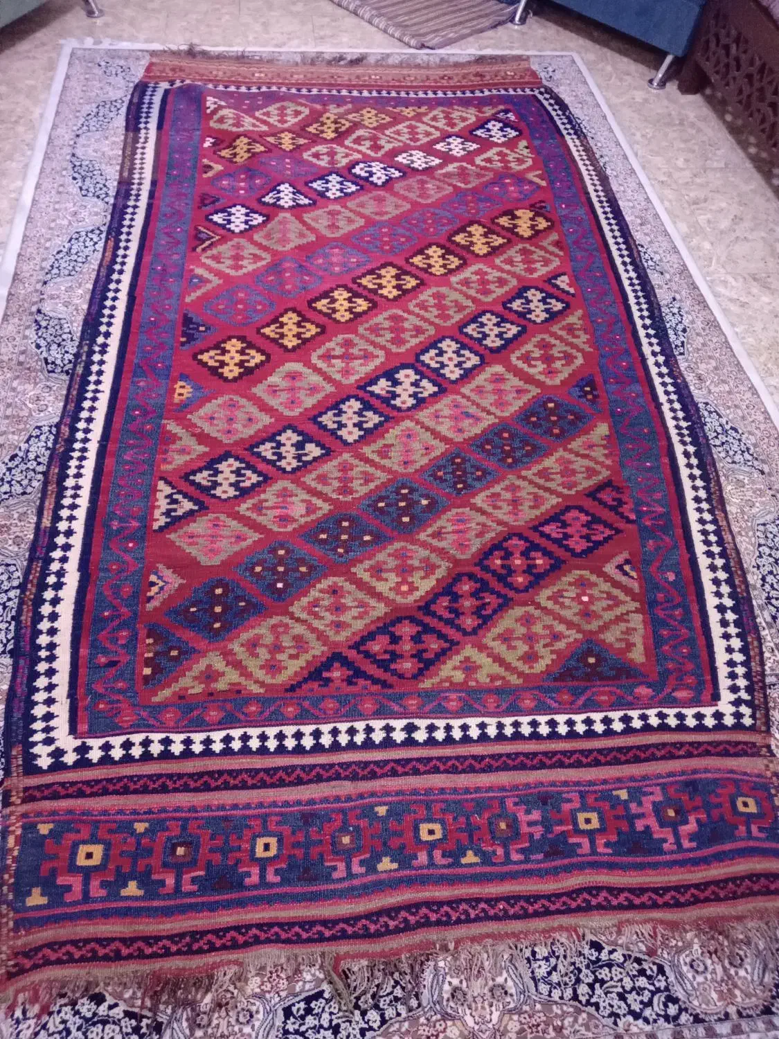 گلیم قدیمی ۱۰۰ساله بدون پارگی|گلیم، جاجیم، گبه|کهریزک, |دیوار