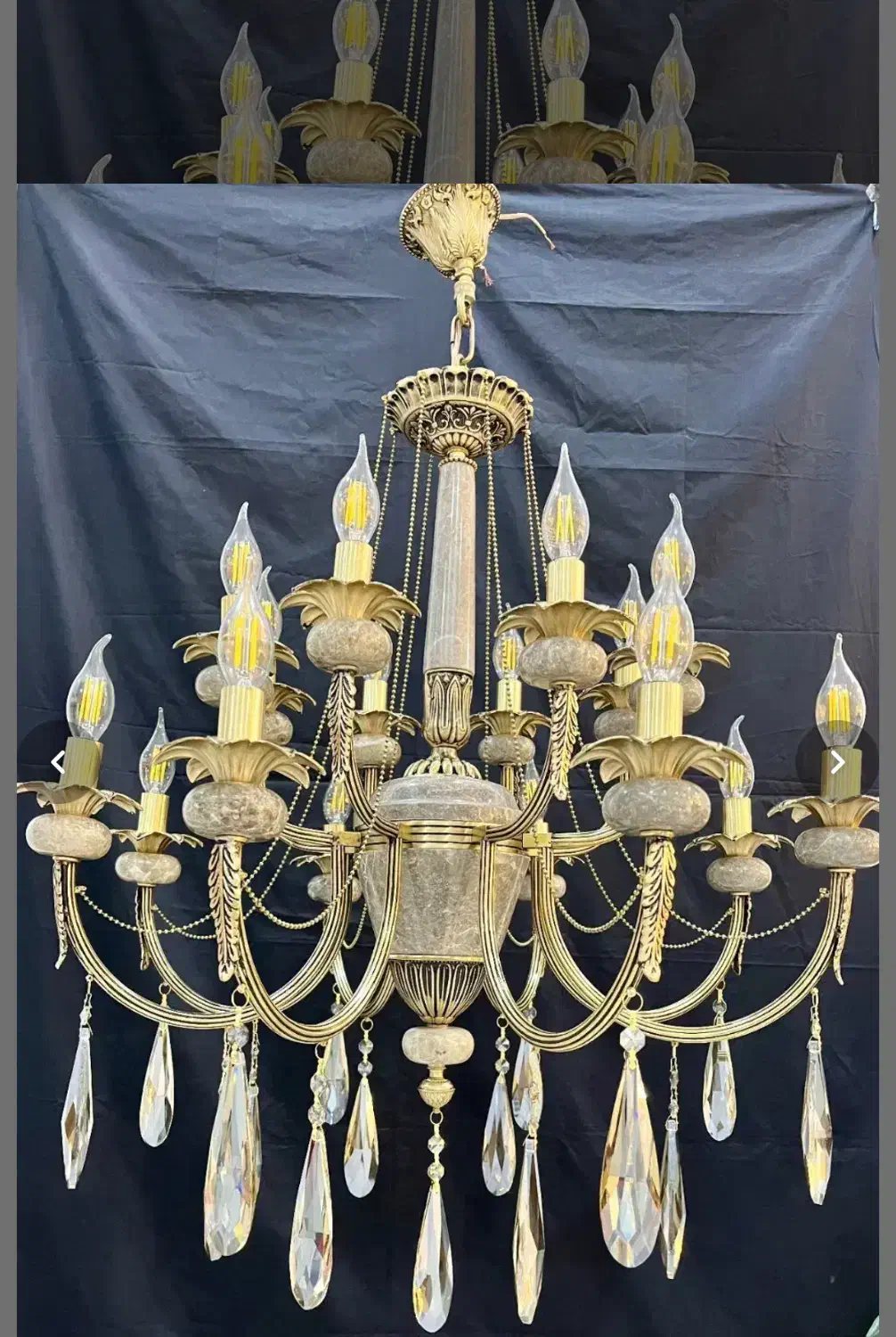 لوستر سنگی ۱۰شعله برنز وکریستال قیمت مناسب ‌مدرن|لوستر و چراغ آویز|کرمانشاه, |دیوار