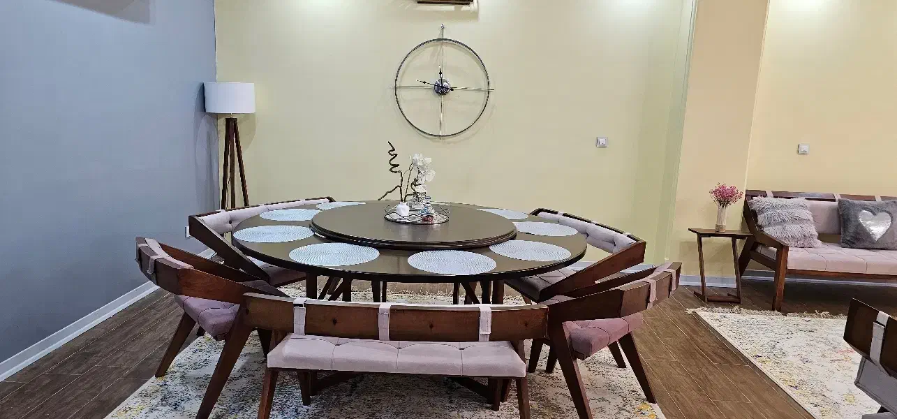 فروش میز ناهارخوری گرد ۹ نفره با صفحه چرخان|میز و صندلی غذاخوری|خرم‌آباد, |دیوار