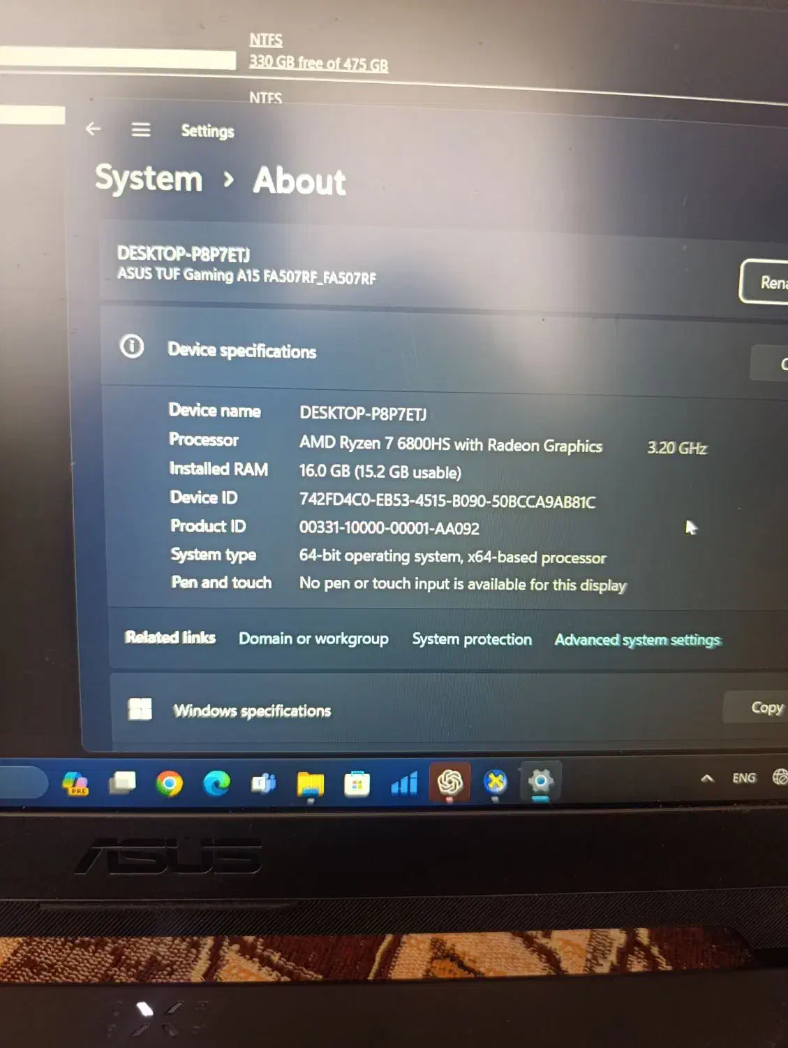 لبتاپ ASUS TUF Gaming A15 Model FA507R|رایانه همراه|الیگودرز, |دیوار