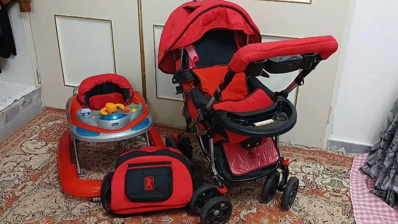 فروش ست کالسکه و روروئک و کیف در حد نو|کالسکه و لوازم جانبی|اسکو, |دیوار