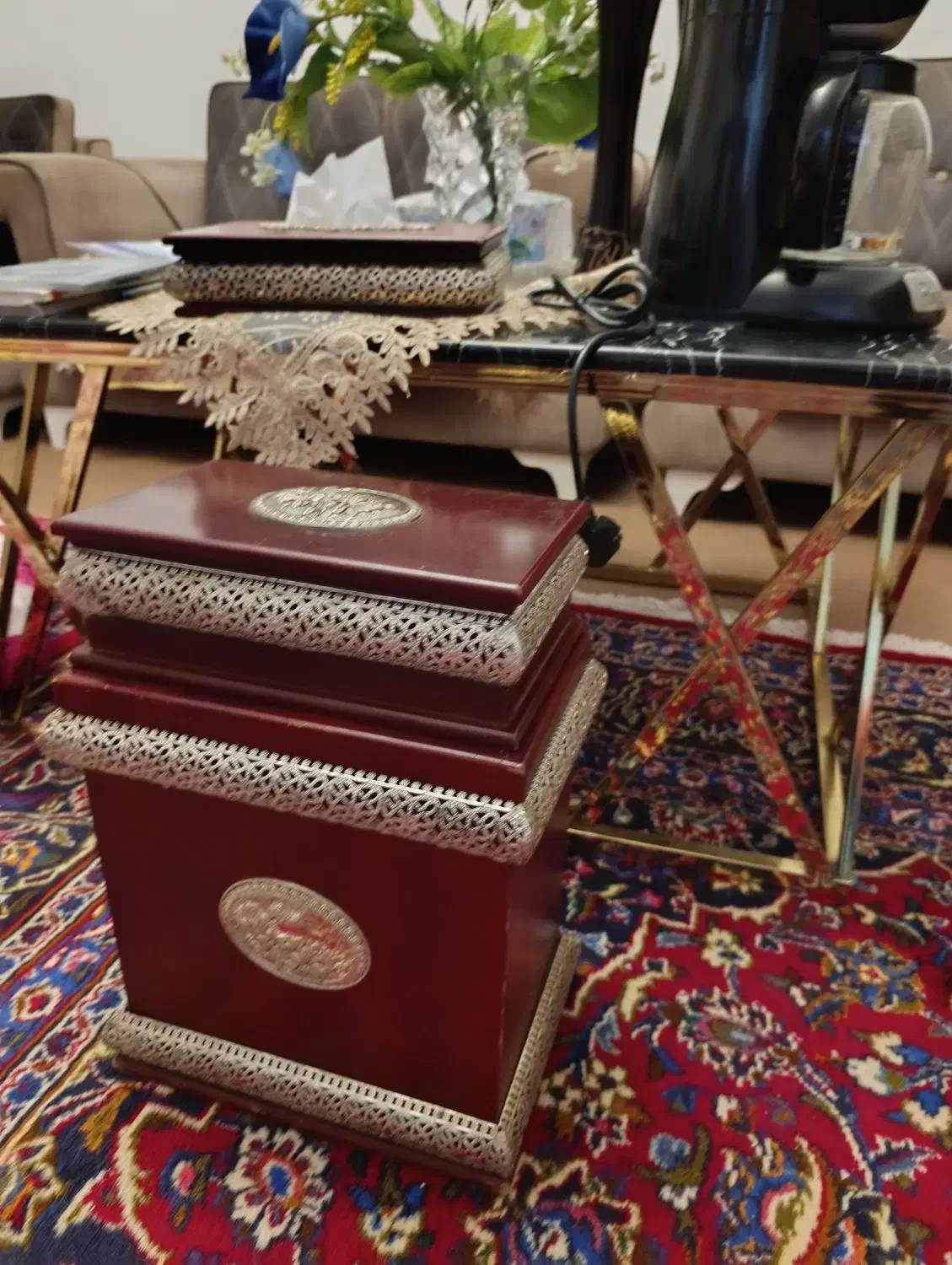 سطل آشغال چوبی همراه جادستمال کاغذی جای قاشق چنگال|لوازم نظافت|تبریز, |دیوار