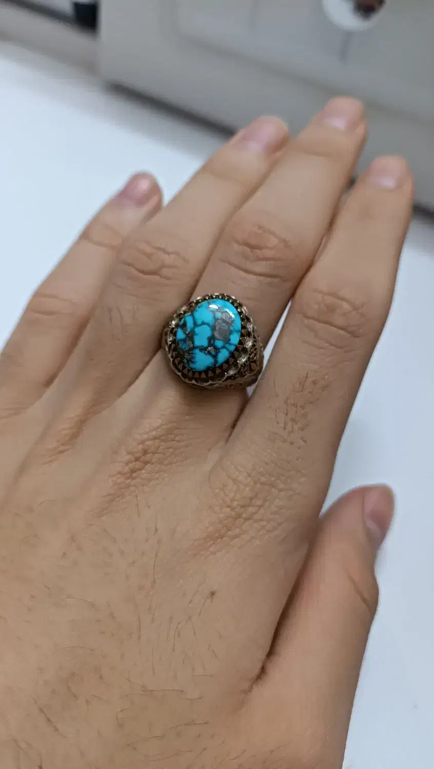 انگشتر فیروزه شجر رکاب نقره۹۲۵|جواهرات|مشهد, هدایت|دیوار