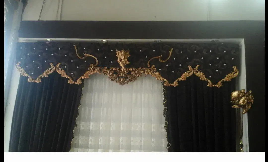 فروش پرده دکوری وحریر برای پنجره ی ۲متری|پرده، رانر، رومیزی|لنجان, |دیوار