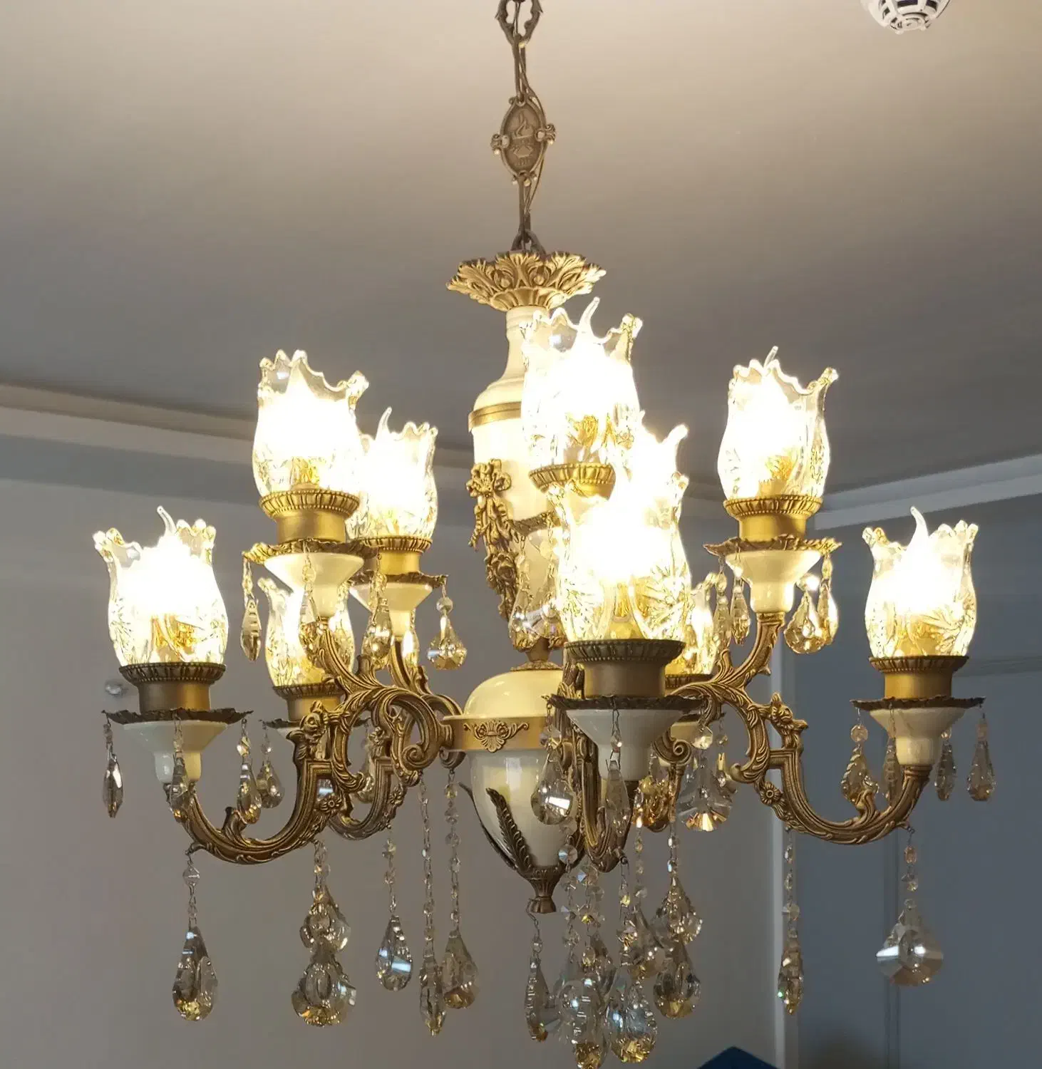 لوستر پنج شاخه (ده شعله)|لوستر و چراغ آویز|مشهد, الهیه|دیوار