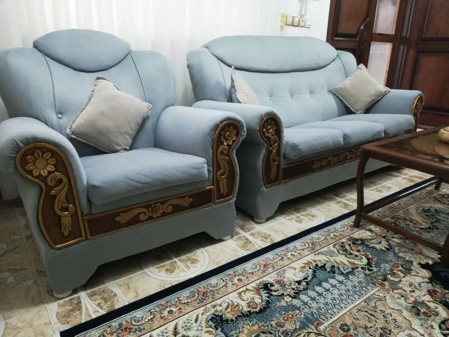 فروش مبلمان 7 نفره با میز جلو مبلی|مبلمان خانگی و میز عسلی|جویبار, |دیوار