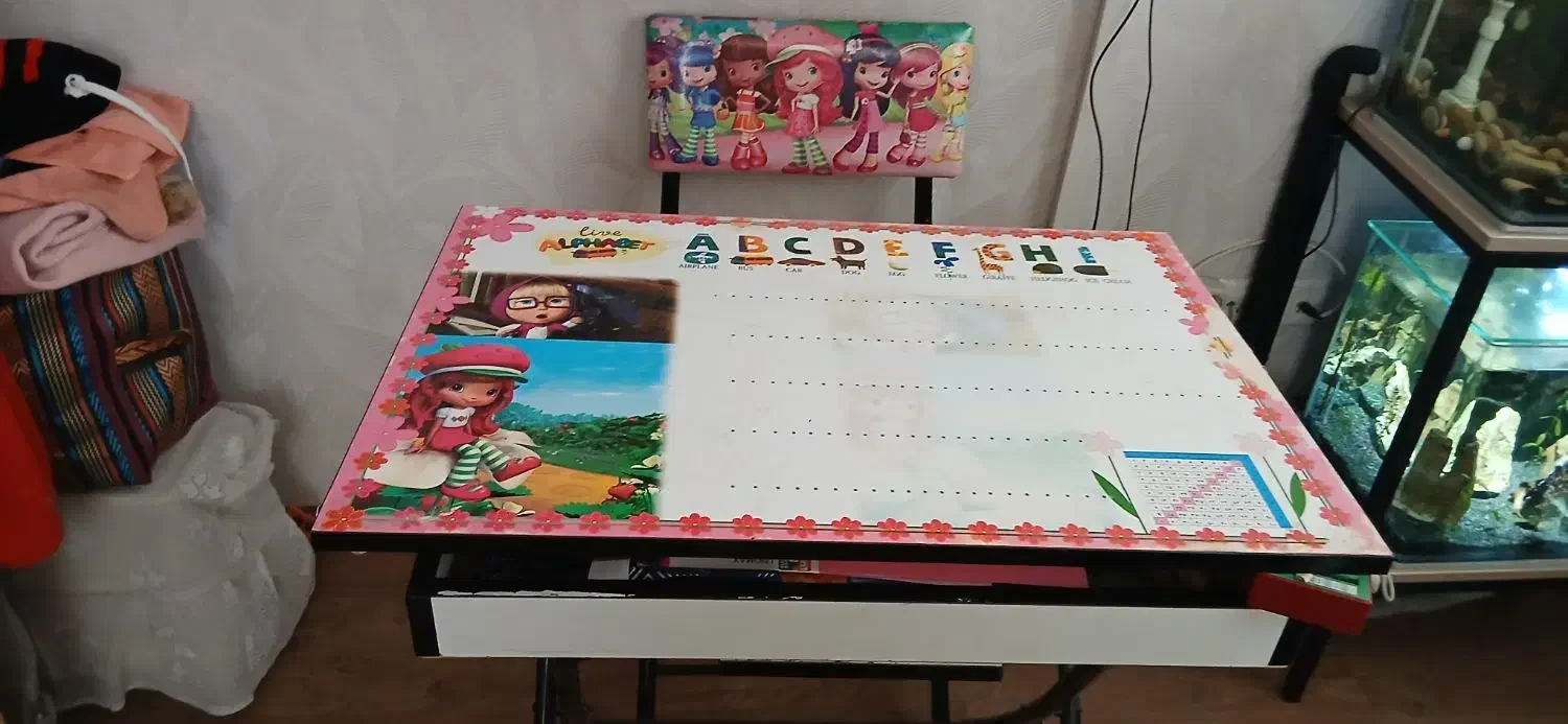 میز صندلی تحریر کودک دخترونه میز جمع شو|میز تحریر و کامپیوتر|همدان, |دیوار