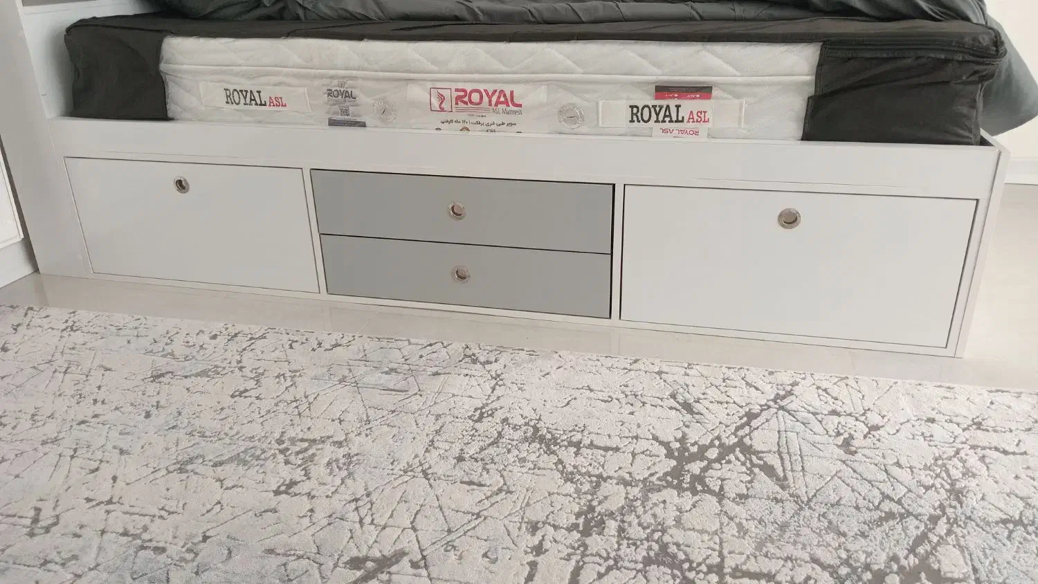 سرویس تخت نوجوان تمام ام دی اف سفید طوسی|تخت و سرویس خواب|قدس, شهرقدس|دیوار