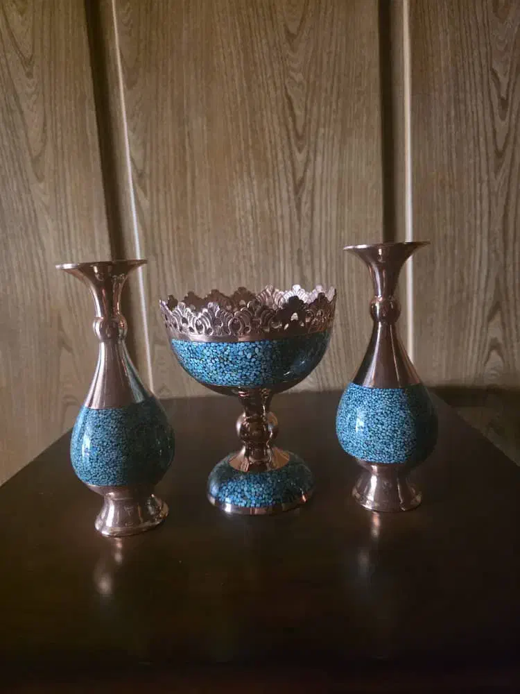 جام وگلدان مس فیروزه|صنایع دستی و سایر لوازم تزئینی|اصفهان, مفتح|دیوار