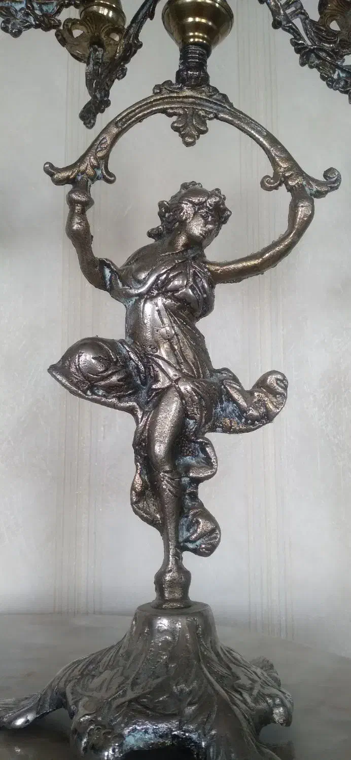 شمعدانی برنزی قدیمی اصل|لوستر و چراغ آویز|تبریز, |دیوار