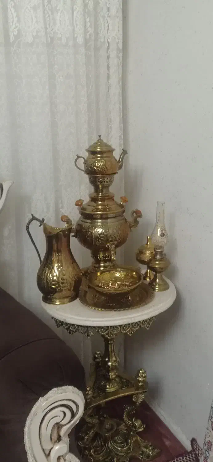 پارچ سماور سینی قوری برنجی|صنایع دستی و سایر لوازم تزئینی|محمدیه-قزوین, |دیوار